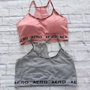 Aeropostale Lace Racerback Bralette Set 3XL | Pink Gray